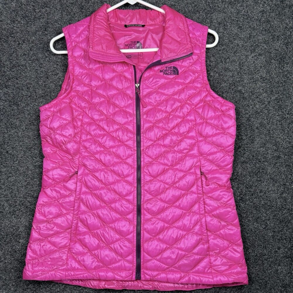 The North Face ThermoBall Vest Womens Medium Pink Quilted Insulated Puffer